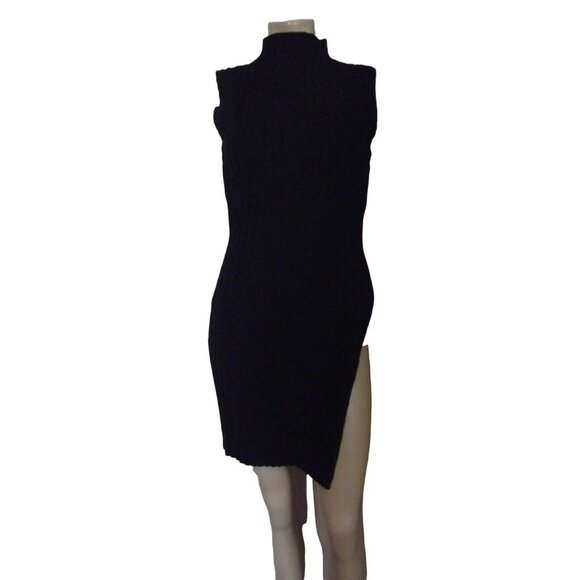 Express Sleeveless Sweater XS 0-2 Black Asymmetrical High Slit Tunic hi lo tank - Picture 1 of 11